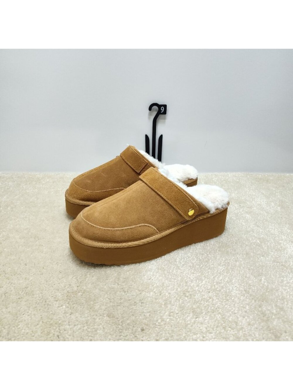 Joyspun Convert Clog Womens 9 Suede Platform Slippers Faux Fur Slides Mules NWT